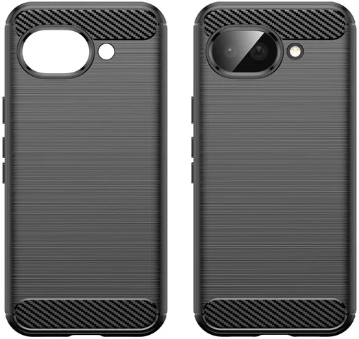 Google Pixel 10a Hoesje Geborsteld TPU Flexibele Back Cover Zwart afbeelding 2