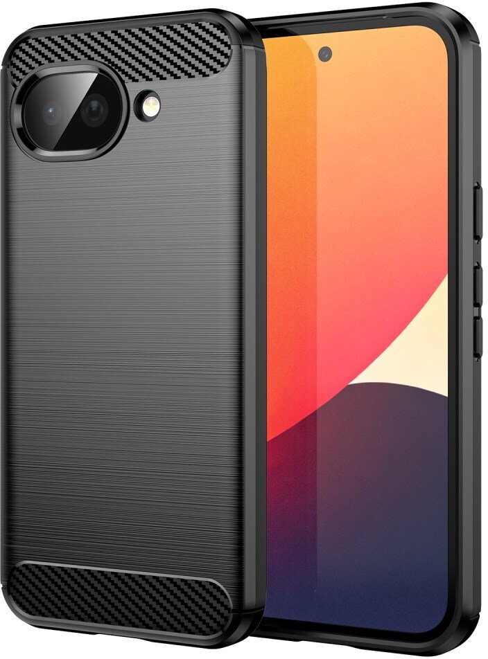 Google Pixel 10a Hoesje Geborsteld TPU Flexibele Back Cover Zwart afbeelding 1