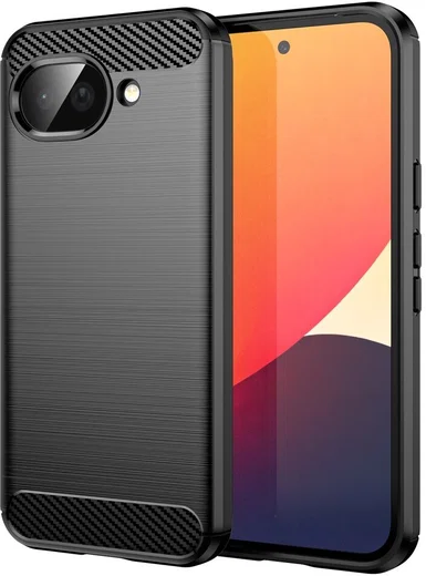 Google Pixel 10a Hoesje Geborsteld TPU Flexibele Back Cover Zwart afbeelding 1