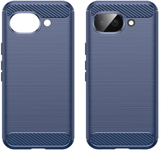 Google Pixel 10a Hoesje Geborsteld TPU Flexibele Back Cover Blauw afbeelding 2