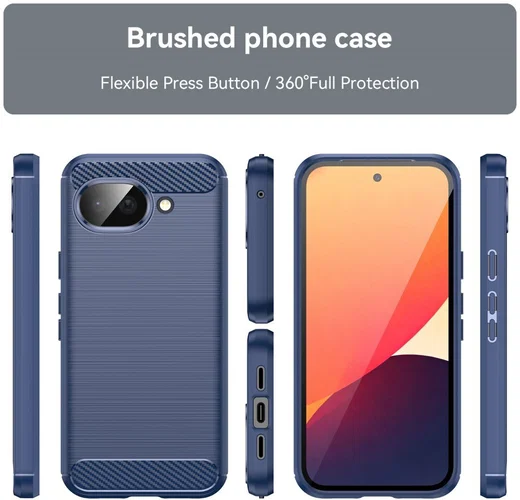Google Pixel 10a Hoesje Geborsteld TPU Flexibele Back Cover Blauw afbeelding 4