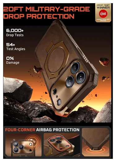 SUPCASE UB Grip Apple iPhone 17 Pro Max Hoesje MagSafe Kickstand Leer Bruin afbeelding 4