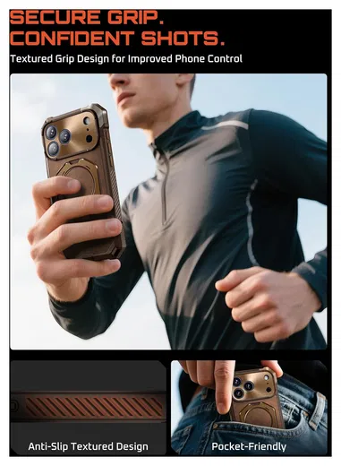 SUPCASE UB Grip Apple iPhone 17 Pro Max Hoesje MagSafe Kickstand Leer Bruin afbeelding 9