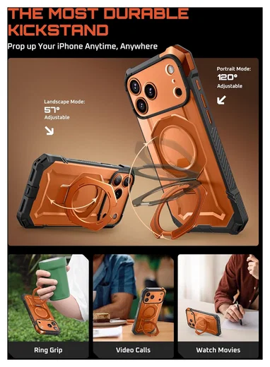 SUPCASE UB Grip Apple iPhone 17 Pro Max Hoesje MagSafe Kickstand Oranje afbeelding 4