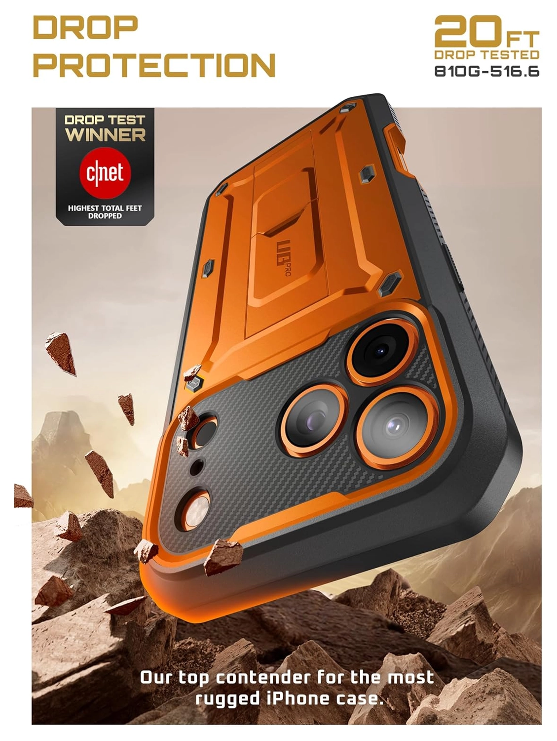 SUPCASE UB Pro Apple iPhone 17 Pro Max Hoesje Full Protect Kickstand Oranje afbeelding 3