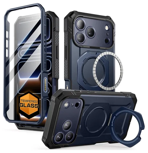 SUPCASE UB Grip Pro Apple iPhone 17 Pro Hoesje Full Protect MagSafe Stand Blauw afbeelding 1