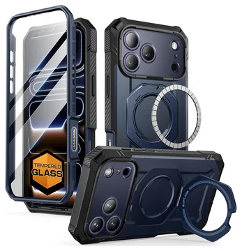 SUPCASE UB Grip Pro Apple iPhone 17 Pro Hoesje Full Protect MagSafe Stand Blauw