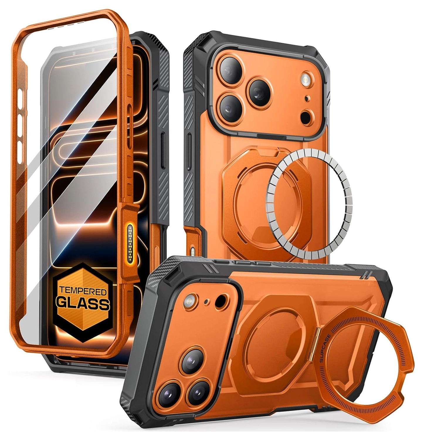 SUPCASE UB Grip Pro Apple iPhone 17 Pro Hoesje Full Protect MagSafe Stand Oranje afbeelding 1