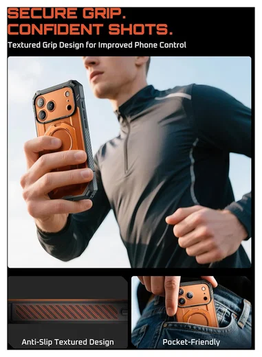 SUPCASE UB Grip Pro Apple iPhone 17 Pro Hoesje Full Protect MagSafe Stand Oranje afbeelding 9