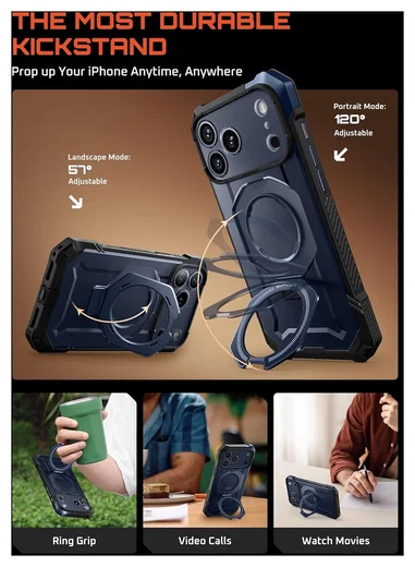 SUPCASE UB Grip Apple iPhone 17 Pro Hoesje MagSafe Kickstand Blauw afbeelding 5