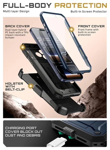 SUPCASE UB Pro Apple iPhone 17 Pro Hoesje Full Protect Kickstand Blauw afbeelding 7