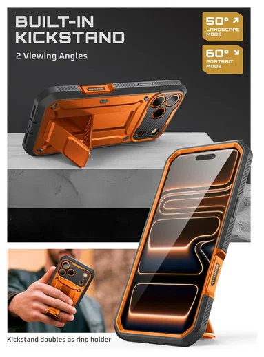SUPCASE UB Pro Apple iPhone 17 Pro Hoesje Full Protect Kickstand Oranje afbeelding 6
