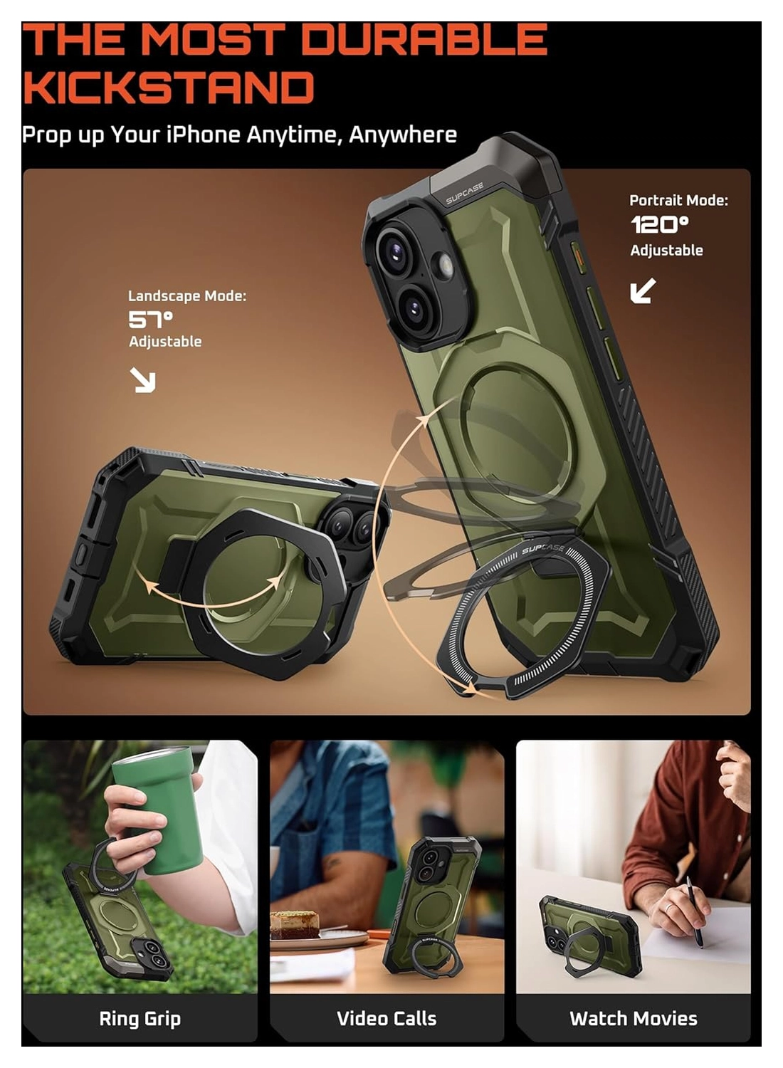SUPCASE UB Grip Apple iPhone 17 Hoesje MagSafe Kickstand Groen afbeelding 5