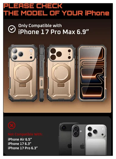SUPCASE UB Grip Pro Apple iPhone 17 Pro Max Hoesje MagSafe Kickstand Goud afbeelding 2