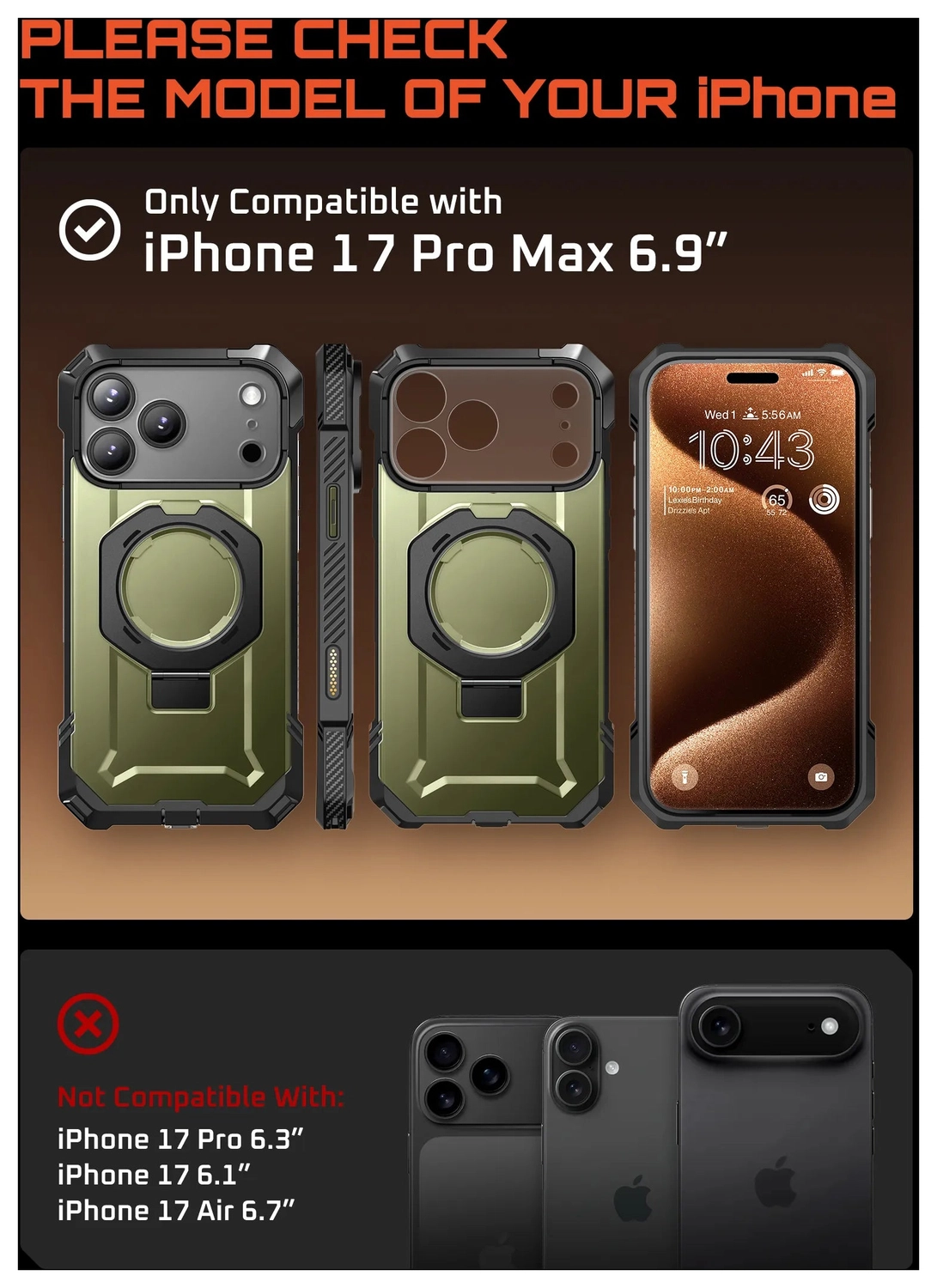 SUPCASE UB Grip Apple iPhone 17 Pro Max Hoesje MagSafe Kickstand Groen afbeelding 3