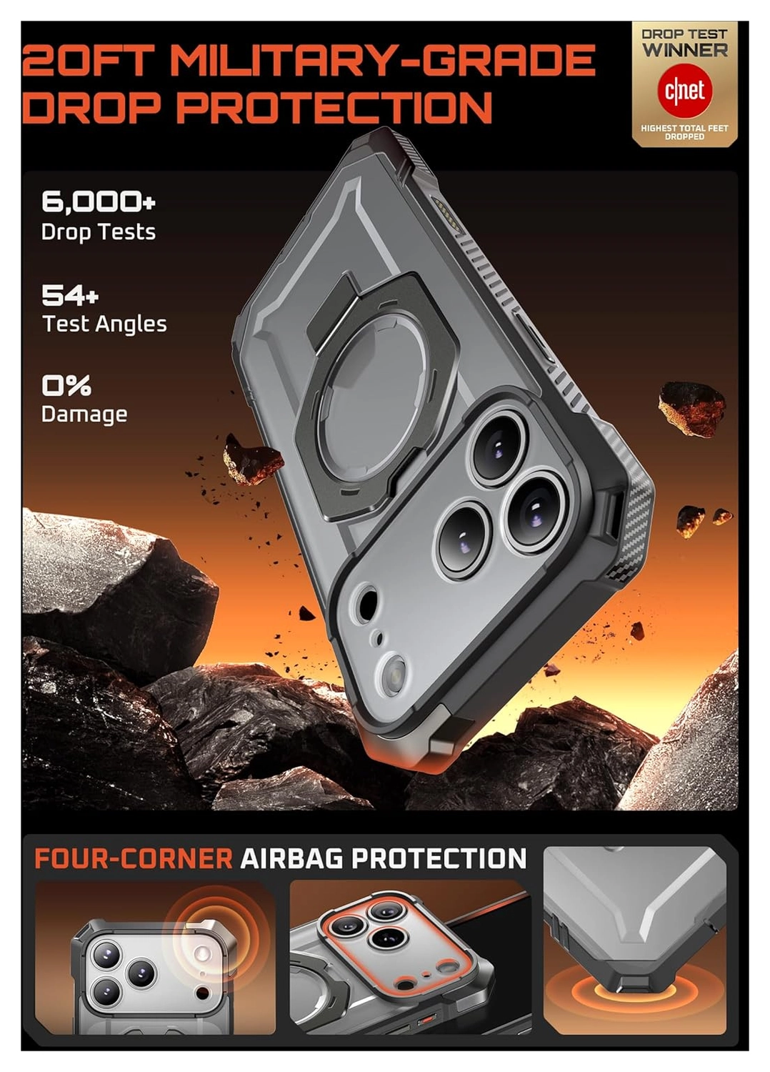 SUPCASE UB Grip Apple iPhone 17 Pro Max Hoesje MagSafe Kickstand Grijs afbeelding 3