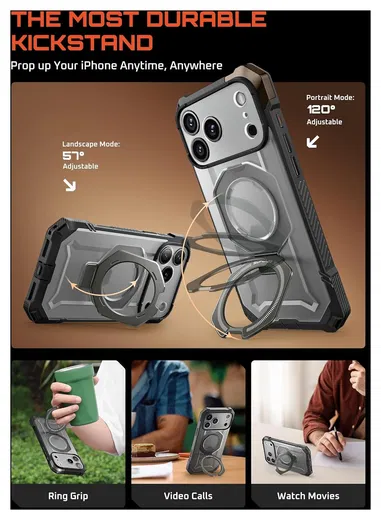 SUPCASE UB Grip Apple iPhone 17 Pro Max Hoesje MagSafe Kickstand Grijs afbeelding 4