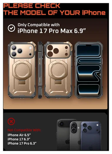 SUPCASE UB Grip Apple iPhone 17 Pro Max Hoesje MagSafe Kickstand Goud afbeelding 3