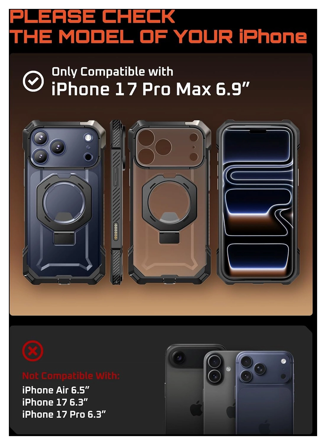 SUPCASE UB Grip Apple iPhone 17 Pro Max Hoesje MagSafe Kickstand Zwart afbeelding 2