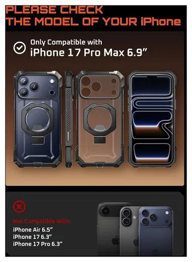 SUPCASE UB Grip Apple iPhone 17 Pro Max Hoesje MagSafe Kickstand Zwart afbeelding 2