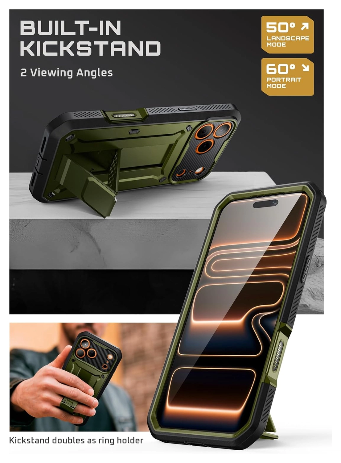 SUPCASE UB Pro Apple iPhone 17 Pro Max Hoesje Full Protect Kickstand Groen afbeelding 6