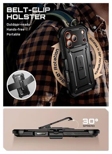 SUPCASE UB Pro Apple iPhone 17 Pro Max Hoesje Full Protect Kickstand Zwart afbeelding 9