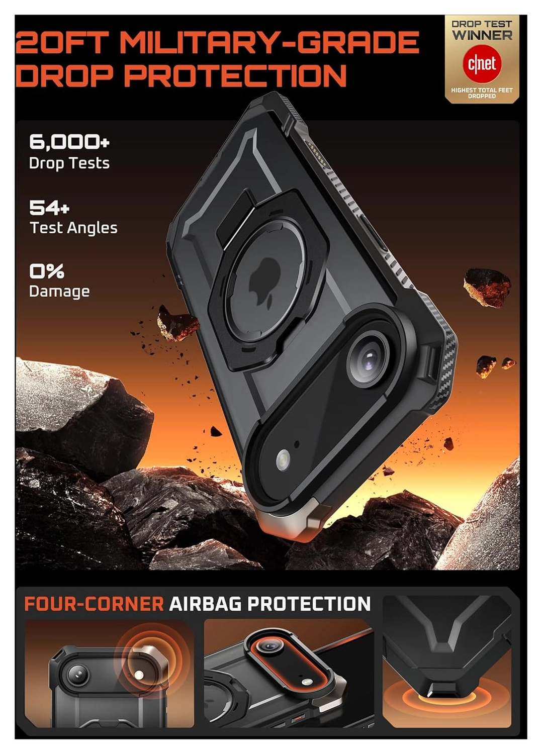 SUPCASE UB Grip iPhone Air Hoesje MagSafe Kickstand Transparant Zwart afbeelding 4