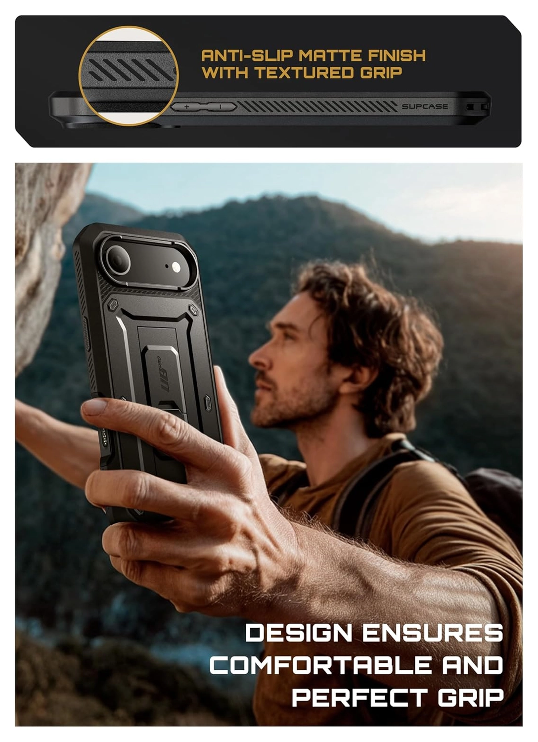 SUPCASE UB Pro iPhone Air Hoesje Full Protect Kickstand Zwart afbeelding 10