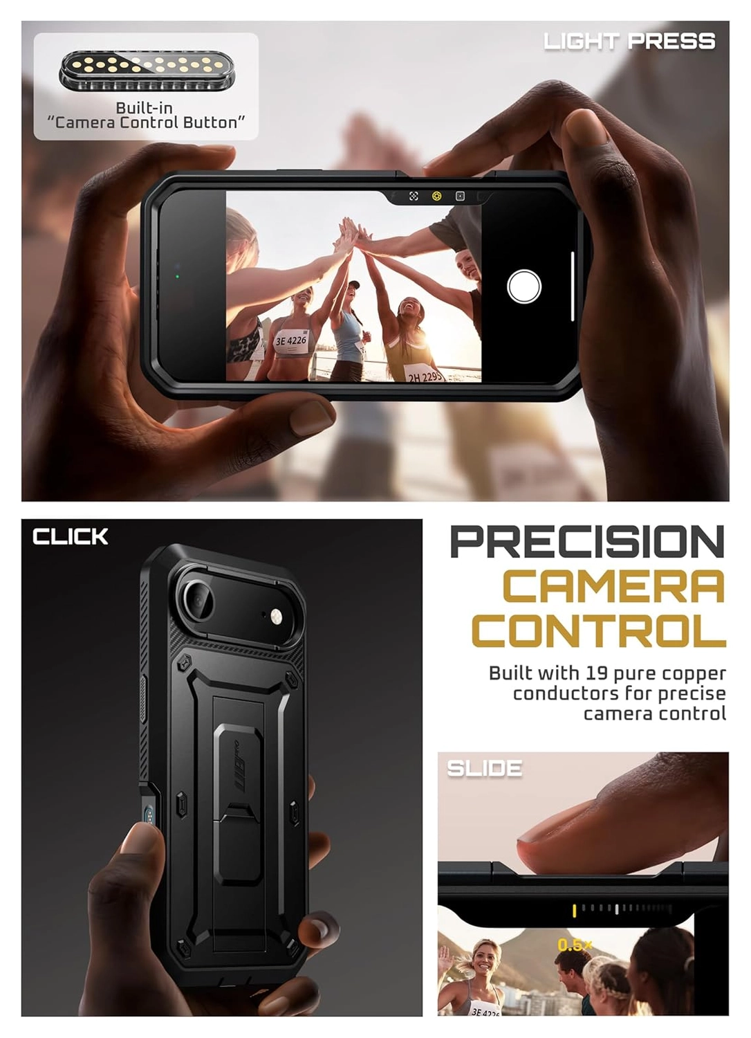 SUPCASE UB Pro iPhone Air Hoesje Full Protect Kickstand Zwart afbeelding 5