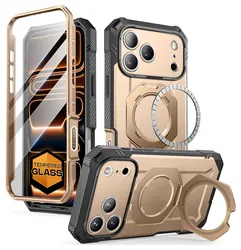 SUPCASE UB Grip Pro Apple iPhone 17 Pro Hoesje Full Protect MagSafe Stand Goud afbeelding