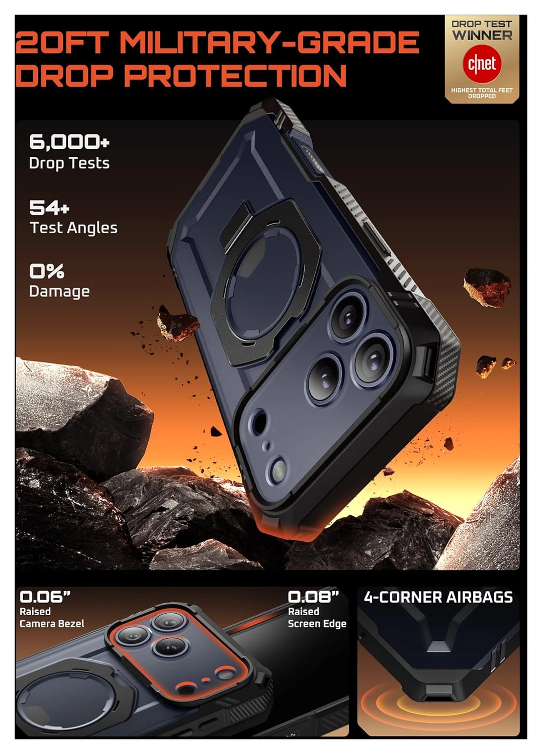 SUPCASE UB Grip Pro Apple iPhone 17 Pro Hoesje Full Protect MagSafe Stand Zwart afbeelding 4