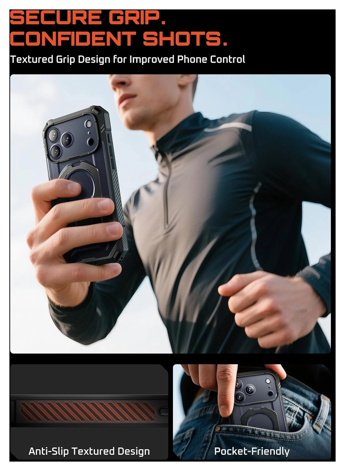 SUPCASE UB Grip Pro Apple iPhone 17 Pro Hoesje Full Protect MagSafe Stand Zwart afbeelding 9