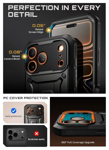 SUPCASE UB Pro Apple iPhone 17 Pro Hoesje Full Protect Kickstand Zwart afbeelding 8