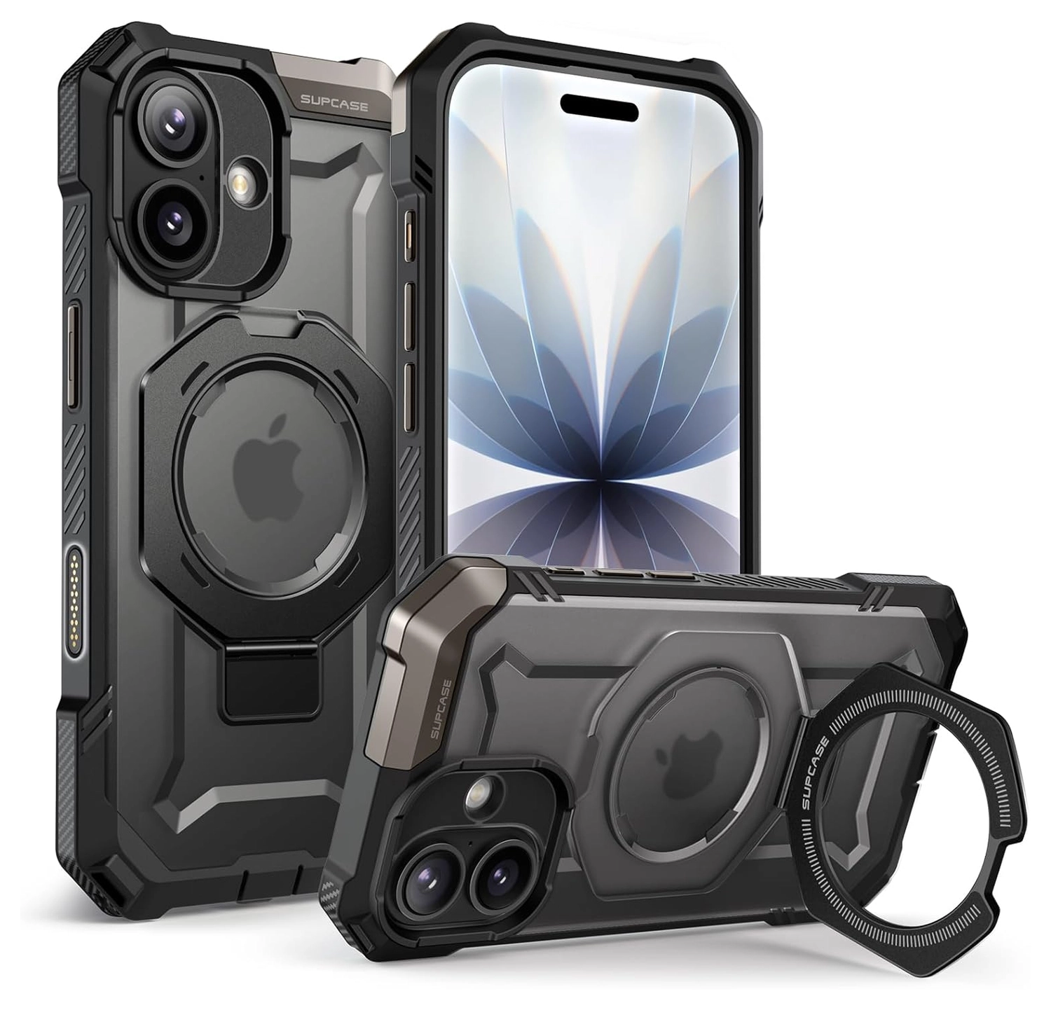SUPCASE UB Grip Apple iPhone 17 Hoesje MagSafe Kickstand Transparant Zwart afbeelding 1
