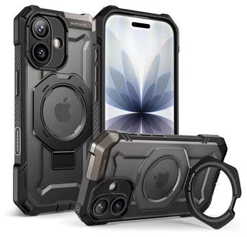 SUPCASE UB Grip Apple iPhone 17 Hoesje MagSafe Kickstand Transparant Zwart
