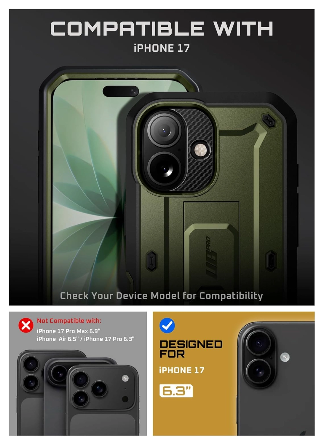 SUPCASE UB Pro Apple iPhone 17 Hoesje Full Protect Kickstand Groen afbeelding 3