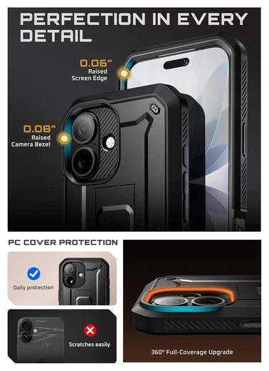 SUPCASE UB Pro Apple iPhone 17 Hoesje Full Protect Kickstand Zwart afbeelding 8