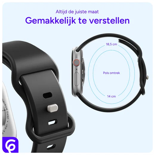 SBG Siliconen - Apple Watch Bandje - 1-11/SE - 38/40/41/42MM - Zwart afbeelding 5