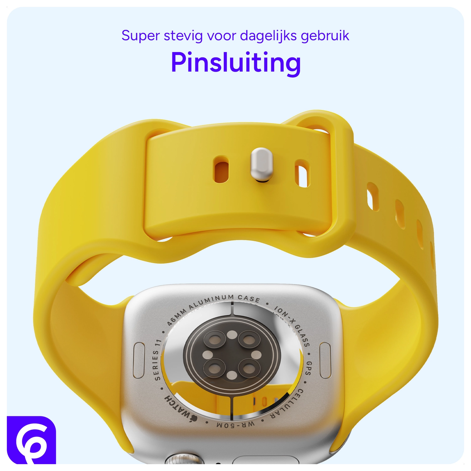 SBG Siliconen - Apple Watch Bandje - 1-11/SE - 38/40/41/42MM - Geel afbeelding 3