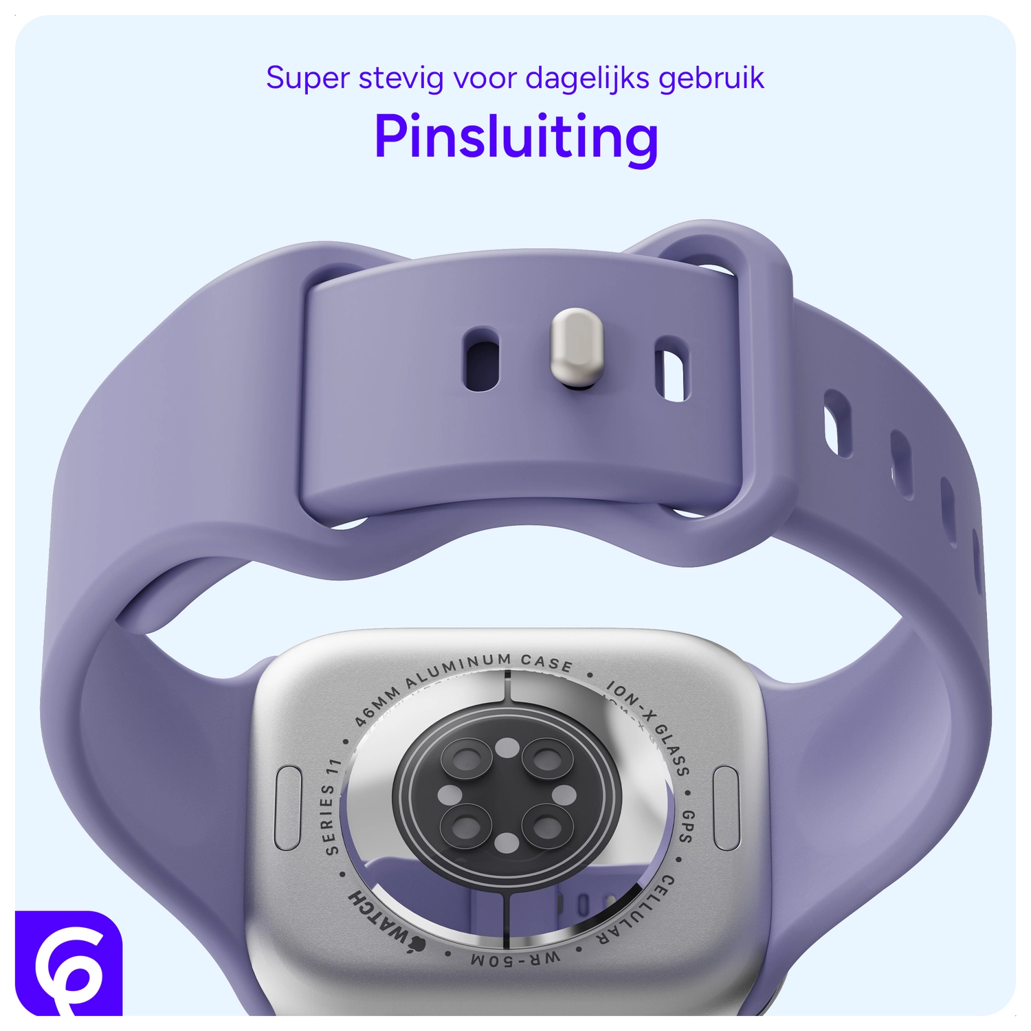 SBG Siliconen - Apple Watch Bandje - 1-11/SE - 38/40/41/42MM - Lavender Grijs afbeelding 3