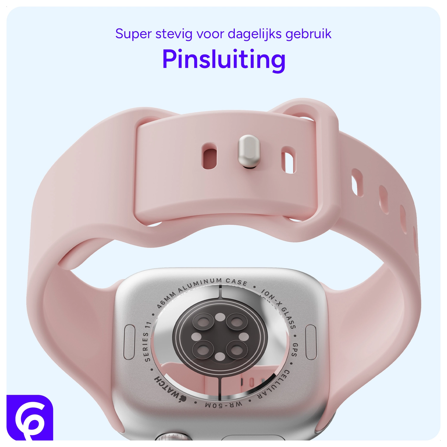 SBG Siliconen - Apple Watch Bandje - 1-11/SE - 38/40/41/42MM - Licht Roze afbeelding 3