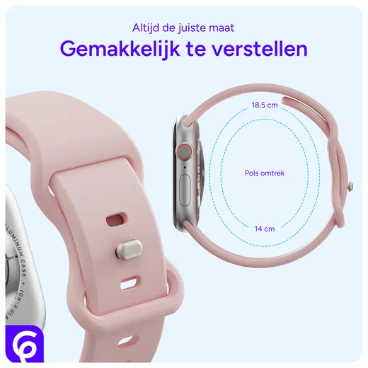 SBG Siliconen - Apple Watch Bandje - 1-11/SE - 38/40/41/42MM - Licht Roze afbeelding 5