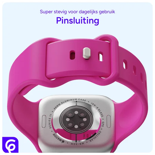 SBG Siliconen - Apple Watch Bandje - 1-11/SE - 38/40/41/42MM - Hot Pink afbeelding 3