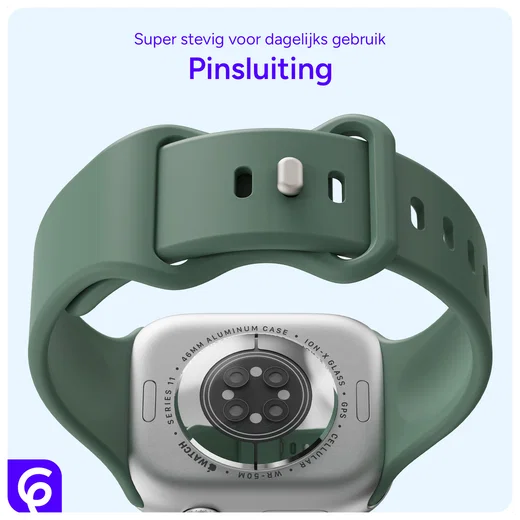 SBG Siliconen - Apple Watch Bandje - 1-11/SE - 38/40/41/42MM - Donker Groen afbeelding 3
