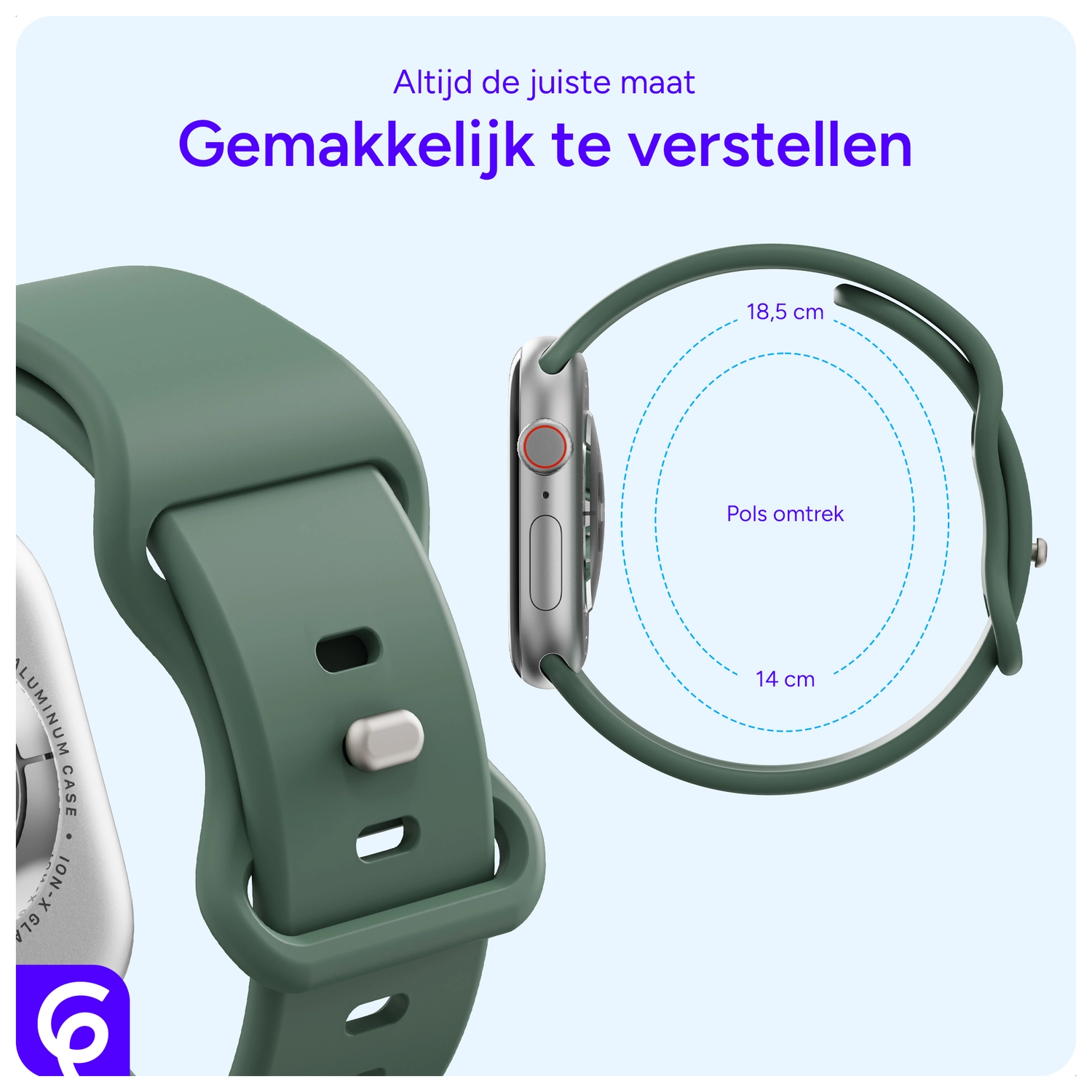 SBG Siliconen - Apple Watch Bandje - 1-11/SE - 38/40/41/42MM - Donker Groen afbeelding 5