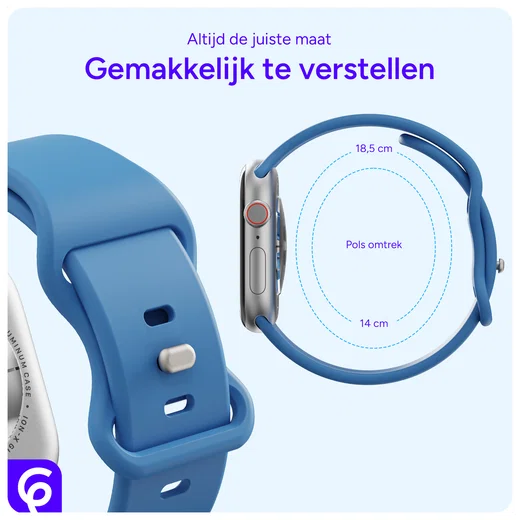 SBG Siliconen - Apple Watch Bandje - 1-11/SE - 38/40/41/42MM - Blauw afbeelding 5