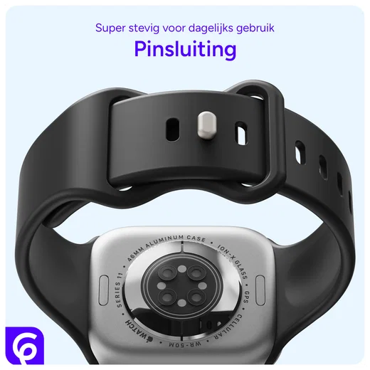 SBG Siliconen Apple Watch Band 1-11/SE/Ultra - 49/46/45/44/42MM - Zwart afbeelding 3