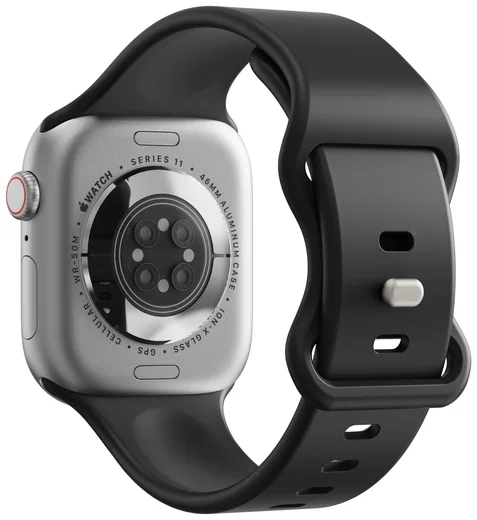 SBG Siliconen Apple Watch Band 1-11/SE/Ultra - 49/46/45/44/42MM - Zwart afbeelding 8
