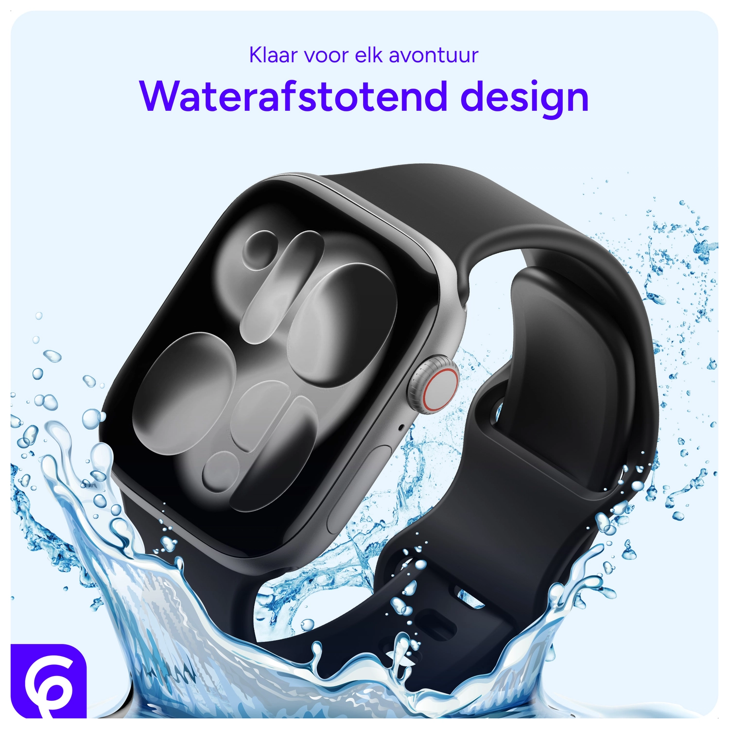 SBG Siliconen Apple Watch Band 1-11/SE/Ultra - 49/46/45/44/42MM - Zwart afbeelding 2