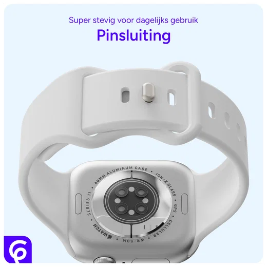 SBG Siliconen Apple Watch Band 1-11/SE/Ultra - 49/46/45/44/42MM - Wit afbeelding 3